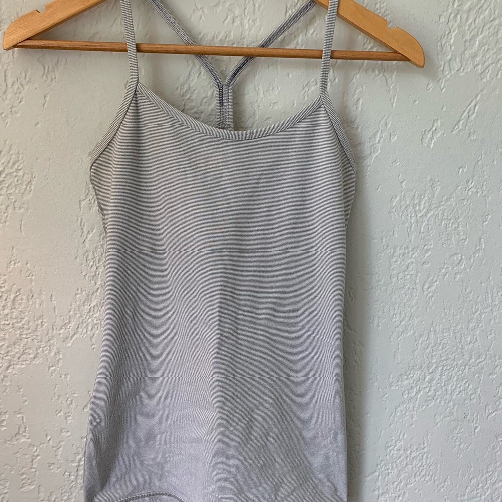 Lululemon Size 4 Power Y Tank Grey/White *LUON*